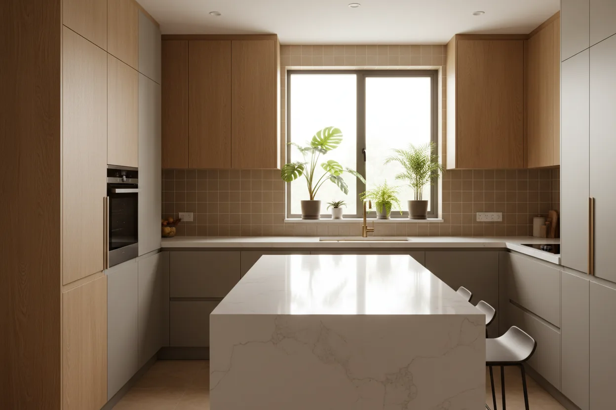 Kitchen cabinets built with moisture-resistant ENF-grade 9-ply plywood in a Singapore home